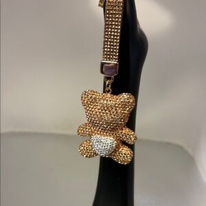 Gold and Silver Teddy Bear Keychain